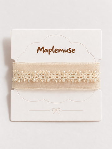 Moonveil Pearl Tulle Cuff Bracelet