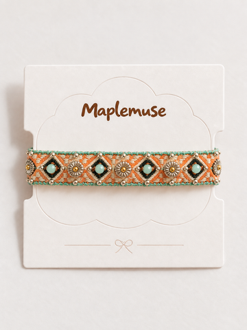 Riviera Bloom Embroidered Fabric Bracelet
