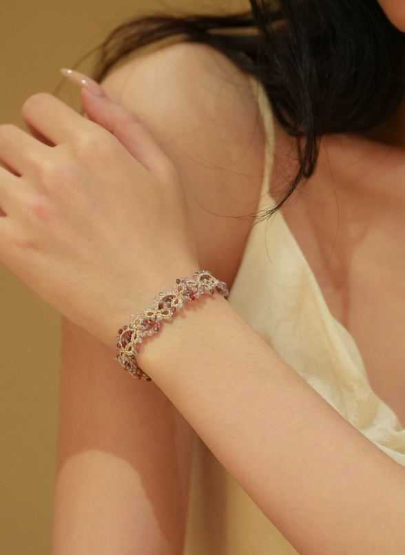 Rainbow Light Tourmaline Tatting Bracelet
