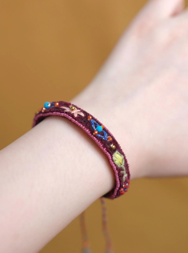 Rouge Velvet Embroidered Bracelet