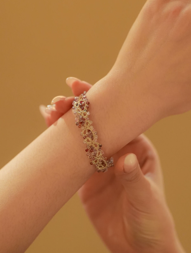 Rainbow Light Tourmaline Tatting Bracelet