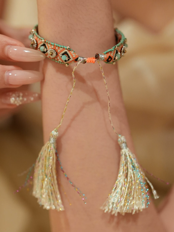 Riviera Bloom Embroidered Fabric Bracelet