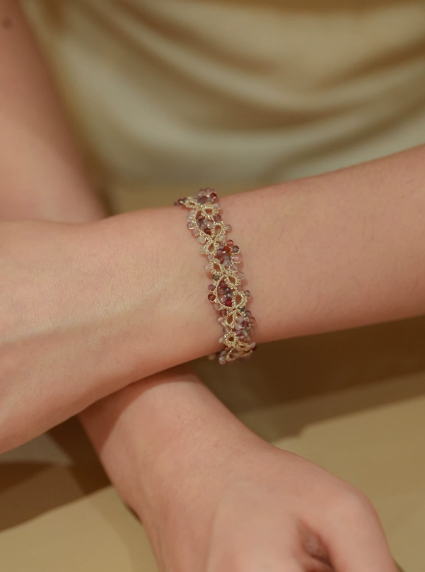 Rainbow Light Tourmaline Tatting Bracelet