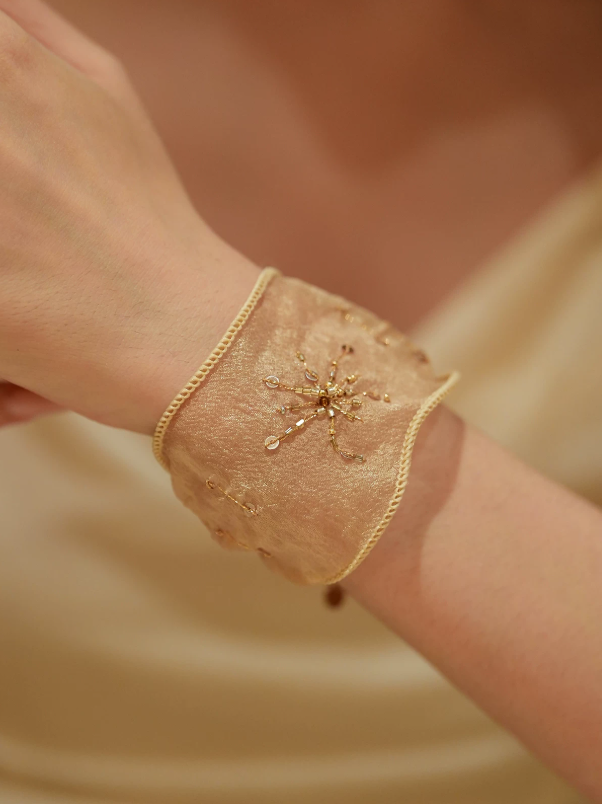 Café Fleur Embroidered Beaded Bracelet