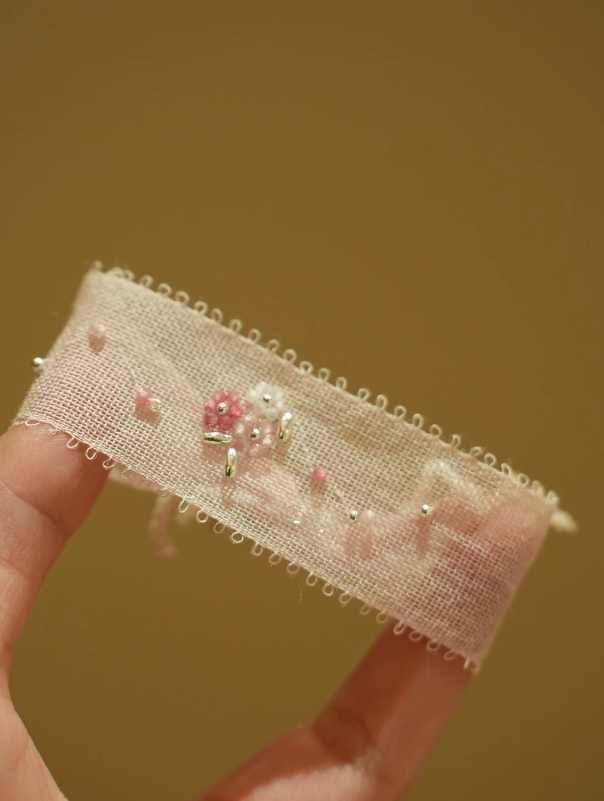 Meadow Bloom Hand-Stitched Fabric Bracelet