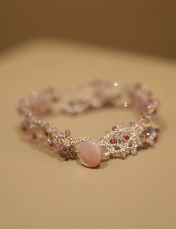 Rainbow Light Tourmaline Tatting Bracelet