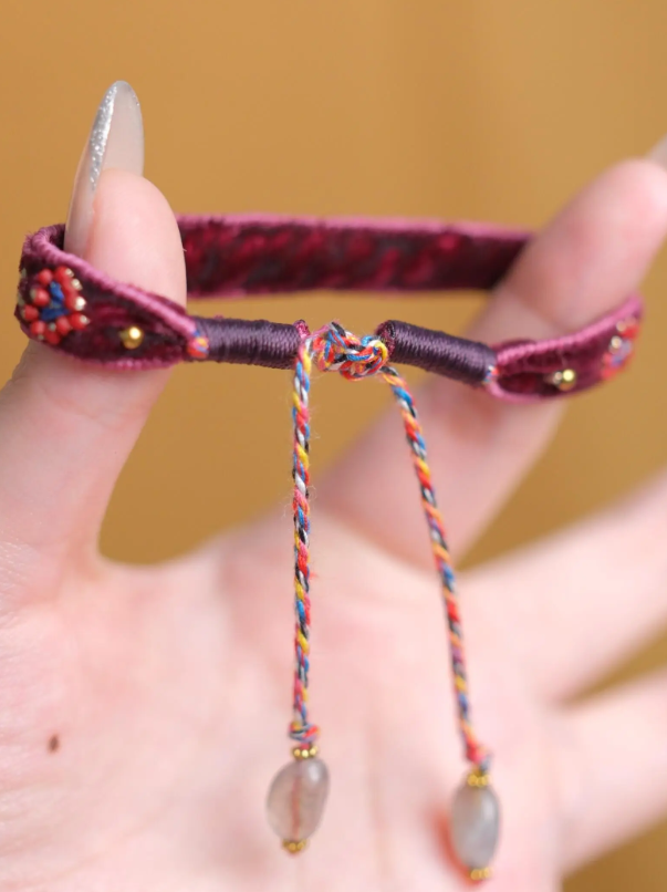 Rouge Velvet Embroidered Bracelet