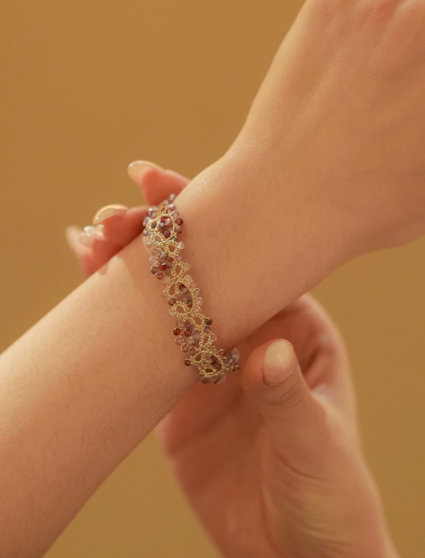 Rainbow Light Tourmaline Tatting Bracelet